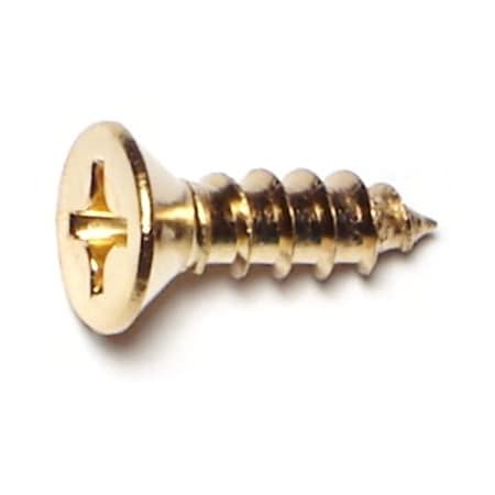 Midwest Fastener Sheet Metal Screw, #12 x 3/4 in, Brass Plated Steel Flat Head Phillips Drive, 30 PK 64135